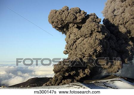 Stock Photograph - Aerial view of ash cloud eruption from Eyjafjallajokull Volcano, Iceland.. Fotosearch