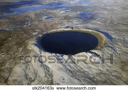 Aerial view of Pingualuit Crater, Quebec, Canada. View Large Photo Image Stock Photograph - Aerial view of Pingualuit Crater, Quebec, Canada.. Fotosearch