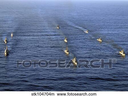 Aerial view of ships in formation during UNITAS 52 in the Atlantic Ocean. View Large Photo Image Picture - Aerial view of ships in formation during UNITAS 52 in the Atlantic Ocean.. Fotosearch