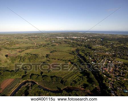 Stock Photograph - Aerial view of the coast town of Nadi, Viti Levu, Fiji.. Fotosearch