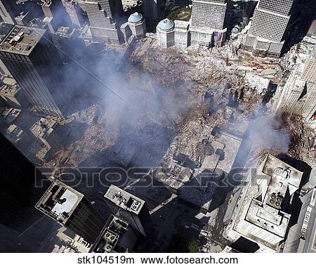 Aerial view of the destruction where the World Trade Center collapsed. View Large Photo Image Picture - Aerial view of the destruction where the World Trade Center collapsed.. Fotosearch