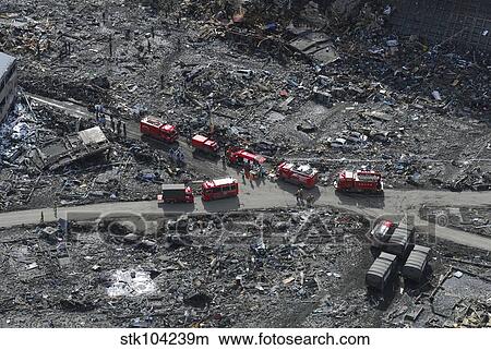 Aerial view of the Japanese Ground Self-Defense Force and disaster relief crews View Large Photo Image Picture - Aerial view of the Japanese Ground Self-Defense Force and disaster relief crews. Fotosearch