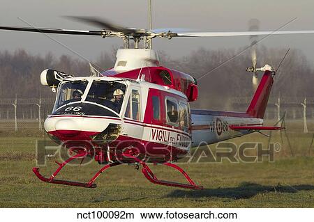 Picture - Agusta-Bell 412SP helicopter of Italy's Vigili del Fuoco fire and rescue service.. Fotosearch