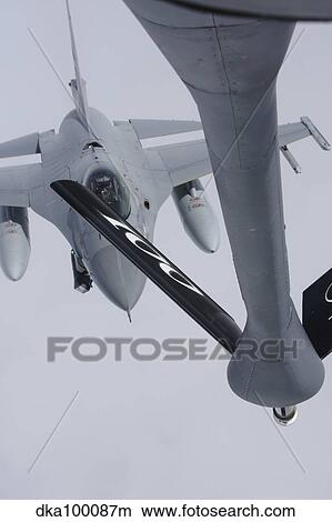 Picture - Air refueling a Norwegian Air Force F-16 Fighting Falcon.. Fotosearch