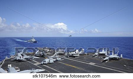 Aircraft arranged on the flight deck of aircraft carrier USS Nimitz. View Large Photo Image Picture - Aircraft arranged on the flight deck of aircraft carrier USS Nimitz.. Fotosearch