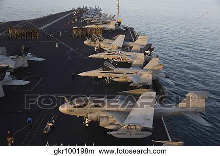 Aircraft parked on the flight deck of USS Dwight D. Eisenhower. View Large Photo Image Picture - Aircraft parked on the flight deck of USS Dwight D. Eisenhower.. Fotosearch