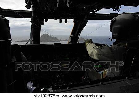 Picture - Aircrews approach Farallon Island off the coast of San Francisco, California.. Fotosearch