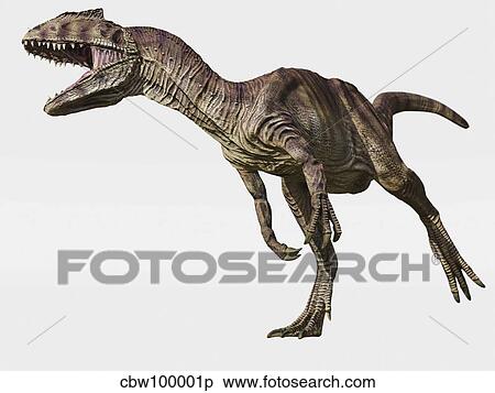 Allosaurus running, white backgroud. View Large Illustration Stock Illustration - Allosaurus running, white backgroud.. Fotosearch