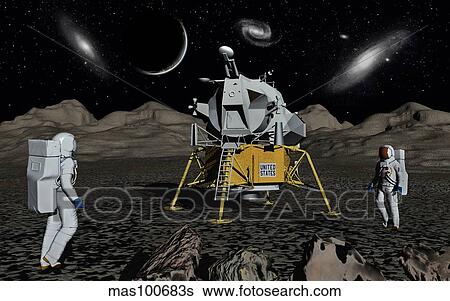 American Apollo astronauts on the lunar surface. View Large Illustration Stock Illustration - American Apollo astronauts on the lunar surface. . Fotosearch