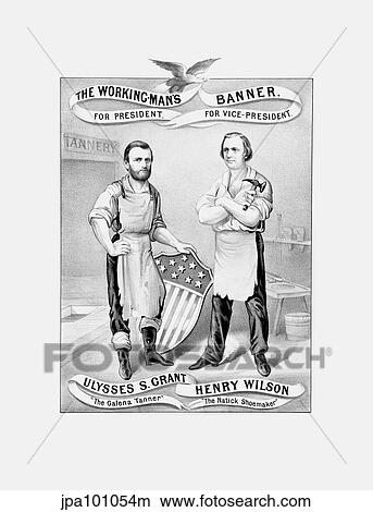 Stock Illustration - American History Election print featuring Ulysses S. Grant and Henry Wilson.. Fotosearch