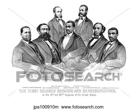 American History print of the first African American Senator and Representatives. View Large Illustration Stock Illustration - American History print of the first African American Senator and Representatives.. Fotosearch