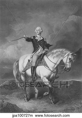 American Revolutionary War print of General George Washington on horseback. View Large Illustration Stock Illustration - American Revolutionary War print of General George Washington on horseback.. Fotosearch