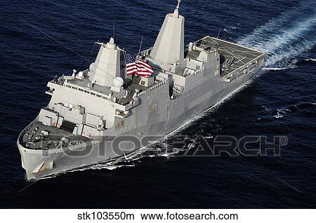 Amphibious transport dock ship USS San Antonio transiting the Gulf of Aden. View Large Photo Image Picture - Amphibious transport dock ship USS San Antonio transiting the Gulf of Aden.. Fotosearch