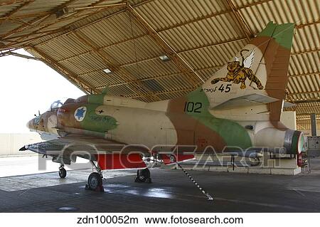 An A-4N Ayit of the Israeli Air Force in the hangar at Hatzerim Airbase. View Large Photo Image Picture - An A-4N Ayit of the Israeli Air Force in the hangar at Hatzerim Airbase.. Fotosearch