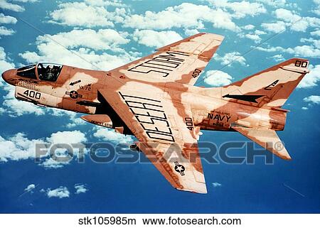 An A-7 Corsair II in flight during Operation Desert Storm. View Large Photo Image Picture - An A-7 Corsair II in flight during Operation Desert Storm.. Fotosearch