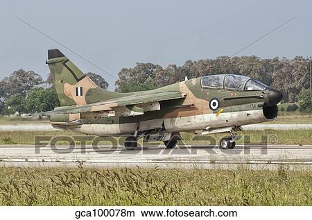 An A-7 Corsair II of the Hellenic Air Force at Araxos Air Base, Greece. View Large Photo Image Picture - An A-7 Corsair II of the Hellenic Air Force at Araxos Air Base, Greece.. Fotosearch