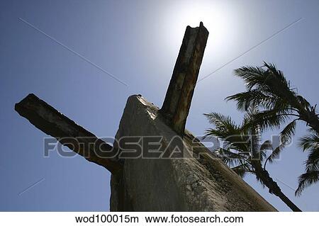 Picture - An actual World War II beach obstacle used for training Combat Demolition Units at Fort Pierce during WWII.. Fotosearch