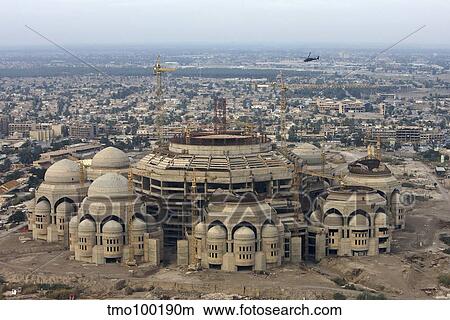 An aerial view of Saddam Hussien's Great Mosque in Baghdad, Iraq. View Large Photo Image Picture - An aerial view of Saddam Hussien's Great Mosque in Baghdad, Iraq.. Fotosearch
