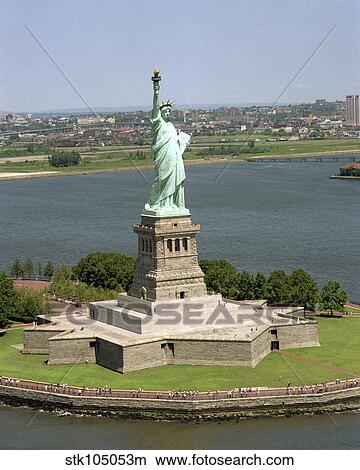 Picture - An aerial view of the Statue of Liberty.. Fotosearch