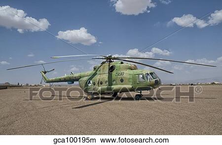 An Afghan Air Force MI-17 helicopter at Shindand Air Base, Afghanistan. View Large Photo Image Picture - An Afghan Air Force MI-17 helicopter at Shindand Air Base, Afghanistan.. Fotosearch