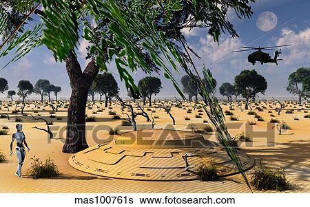 An AH-64 Apache Black Ops helicopter tracking down a UFO and its robotic crew member. View Large Illustration Stock Illustration - An AH-64 Apache Black Ops helicopter tracking down a UFO and its robotic crew member.. Fotosearch