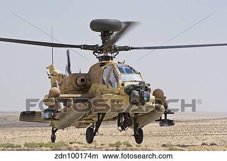 An AH-64D Saraf attack helicopter of the Israeli Air Force. View Large Photo Image Picture - An AH-64D Saraf attack helicopter of the Israeli Air Force.. Fotosearch
