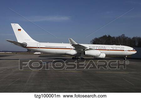 An Airbus 340 acting as Air Force One for the German Air Force. View Large Photo Image Picture - An Airbus 340 acting as Air Force One for the German Air Force.. Fotosearch
