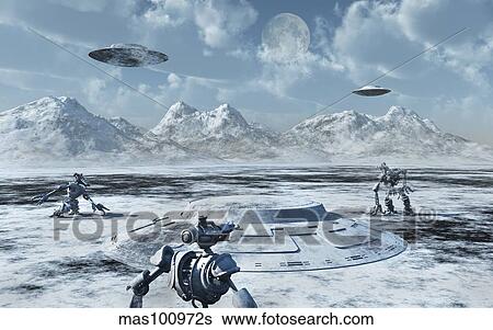 Stock Illustration - An alien base located in the Antarctic.. Fotosearch
