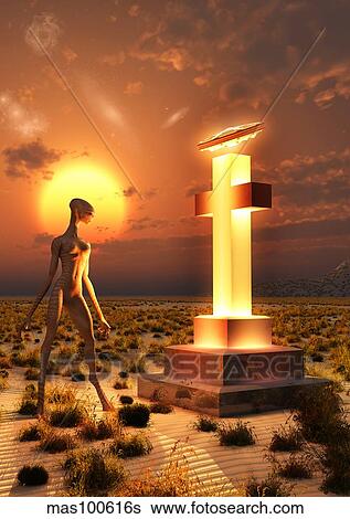 An alien returning to the famous crash site in Roswell, New Mexico. View Large Illustration Stock Illustration - An alien returning to the famous crash site in Roswell, New Mexico.. Fotosearch