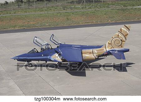 Picture - An Alpha Jet of the Portuguese Air Force at Beja Air Base, Portugual.. Fotosearch