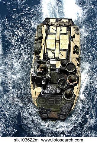 An Amphibious Assault Vehicle navigates the Persian Gulf. View Large Photo Image Picture - An Amphibious Assault Vehicle navigates the Persian Gulf.. Fotosearch