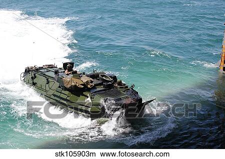 An amphibious assault vehicle approaches the well deck of USS Fort McHenry. View Large Photo Image Picture - An amphibious assault vehicle approaches the well deck of USS Fort McHenry.. Fotosearch