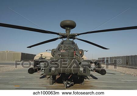 Picture - An Apache Helicopter at Camp Bastion, Afghanistan.. Fotosearch