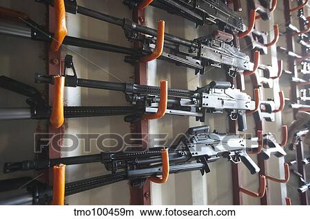 Picture - An armory of PK machine guns designed in the Soviet Union.. Fotosearch