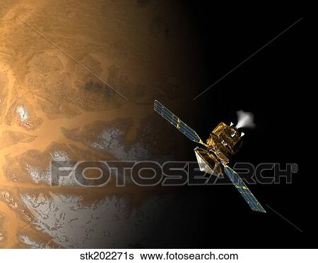 Stock Illustration - An artist's concept of NASA's Mars Reconnaissance Orbiter.. Fotosearch