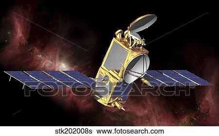 Stock Illustration - An artist's concept of the Ocean Surface Topography Mission/Jason-2 spacecraft in space.. Fotosearch