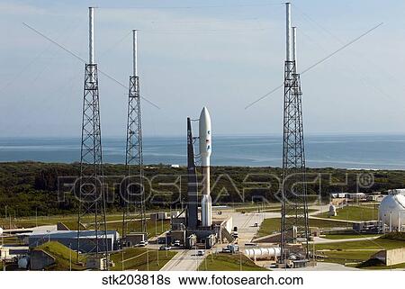 Stock Photograph - An Atlas V-551 launch vehicle at Cape Canaveral Air Force Station in Florida.. Fotosearch