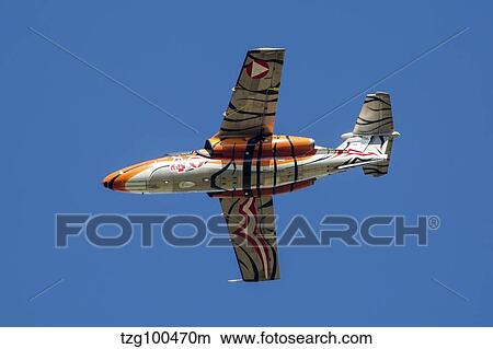 An Austrian Air Force Saab 105 aircraft in tiger colors. View Large Photo Image Picture - An Austrian Air Force Saab 105 aircraft in tiger colors.. Fotosearch