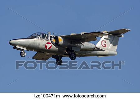 Picture - An Austrian Air Force Saab 105 prepares for landing.. Fotosearch