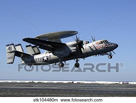 An E-2C Hawkeye conducts a touch-and-go landing aboard USS Enterprise. View Large Photo Image Picture - An E-2C Hawkeye conducts a touch-and-go landing aboard USS Enterprise.. Fotosearch
