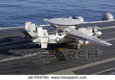 An E-2C Hawkeye makes a successful arrested landing aboard USS Kitty Hawk. View Large Photo Image Picture - An E-2C Hawkeye makes a successful arrested landing aboard USS Kitty Hawk.. Fotosearch