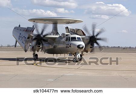 An E-2C Hawkeye on the runway at Cannon Air Force Base. View Large Photo Image Picture - An E-2C Hawkeye on the runway at Cannon Air Force Base.. Fotosearch