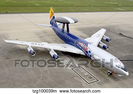 An E-3 Sentry of the NATO AWACS Wing in 25th anniversary colors. View Large Photo Image Picture - An E-3 Sentry of the NATO AWACS Wing in 25th anniversary colors.. Fotosearch