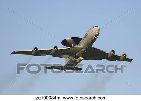 An E-3 Sentry taking off from the NATO AWACS base, Germany. View Large Photo Image Picture - An E-3 Sentry taking off from the NATO AWACS base, Germany.. Fotosearch