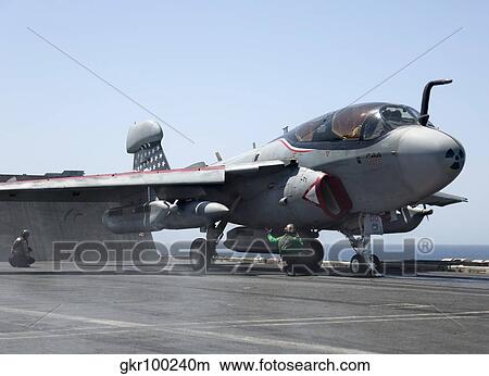 An EA-6B Prowler during flight operations on USS Dwight D. Eisenhower. View Large Photo Image Picture - An EA-6B Prowler during flight operations on USS Dwight D. Eisenhower.. Fotosearch