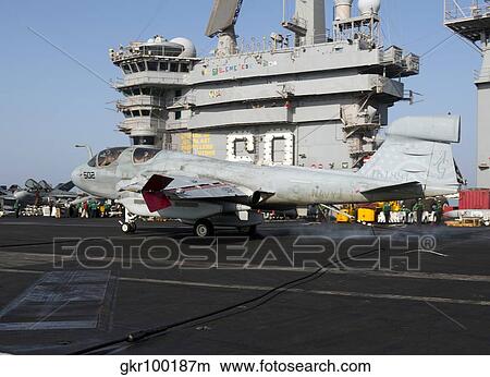 An EA-6B Prowler makes an arrested landing aboard USS Dwight D. Eisenhower. View Large Photo Image Picture - An EA-6B Prowler makes an arrested landing aboard USS Dwight D. Eisenhower.. Fotosearch