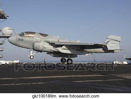 An EA-6B Prowler makes an arrested landing aboard USS Dwight D. Eisenhower. View Large Photo Image Picture - An EA-6B Prowler makes an arrested landing aboard USS Dwight D. Eisenhower.. Fotosearch
