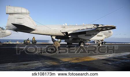 An EA-6B Prowler prepares to launch off the flight deck of USS Nimitz. View Large Photo Image Picture - An EA-6B Prowler prepares to launch off the flight deck of USS Nimitz.. Fotosearch