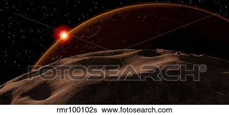 Stock Illustration - An eclipse of the Sun by Mars as seen from the surface of its moon, Phobos.. Fotosearch