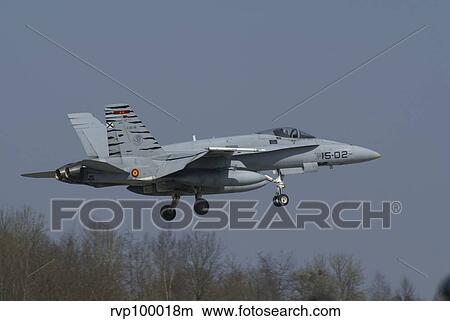 An EF-18 Hornet of the Spanish Air Force over Florennes, Belgium. View Large Photo Image Picture - An EF-18 Hornet of the Spanish Air Force over Florennes, Belgium.. Fotosearch